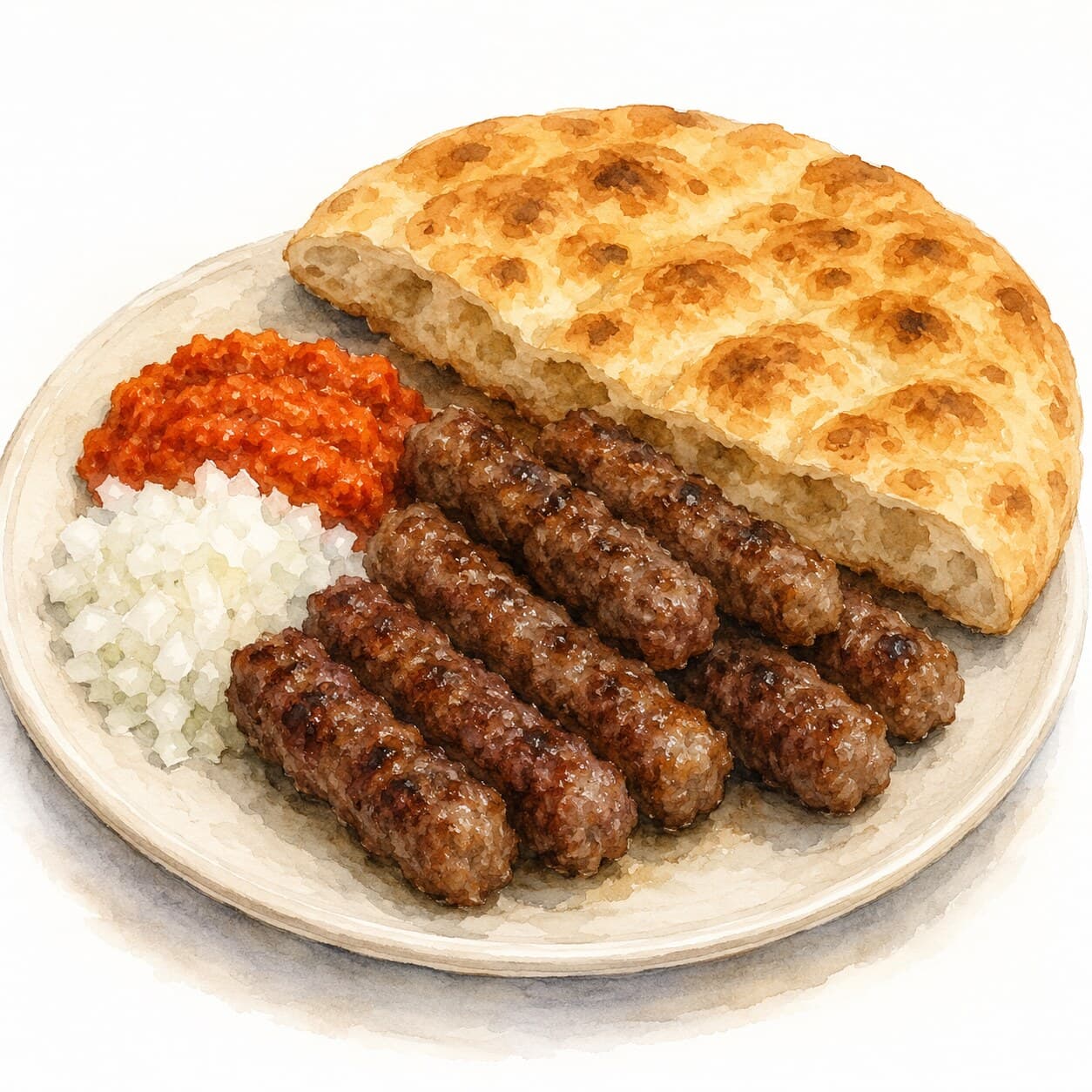 焼きたてのチェヴァピが盛り付けられた皿の画像