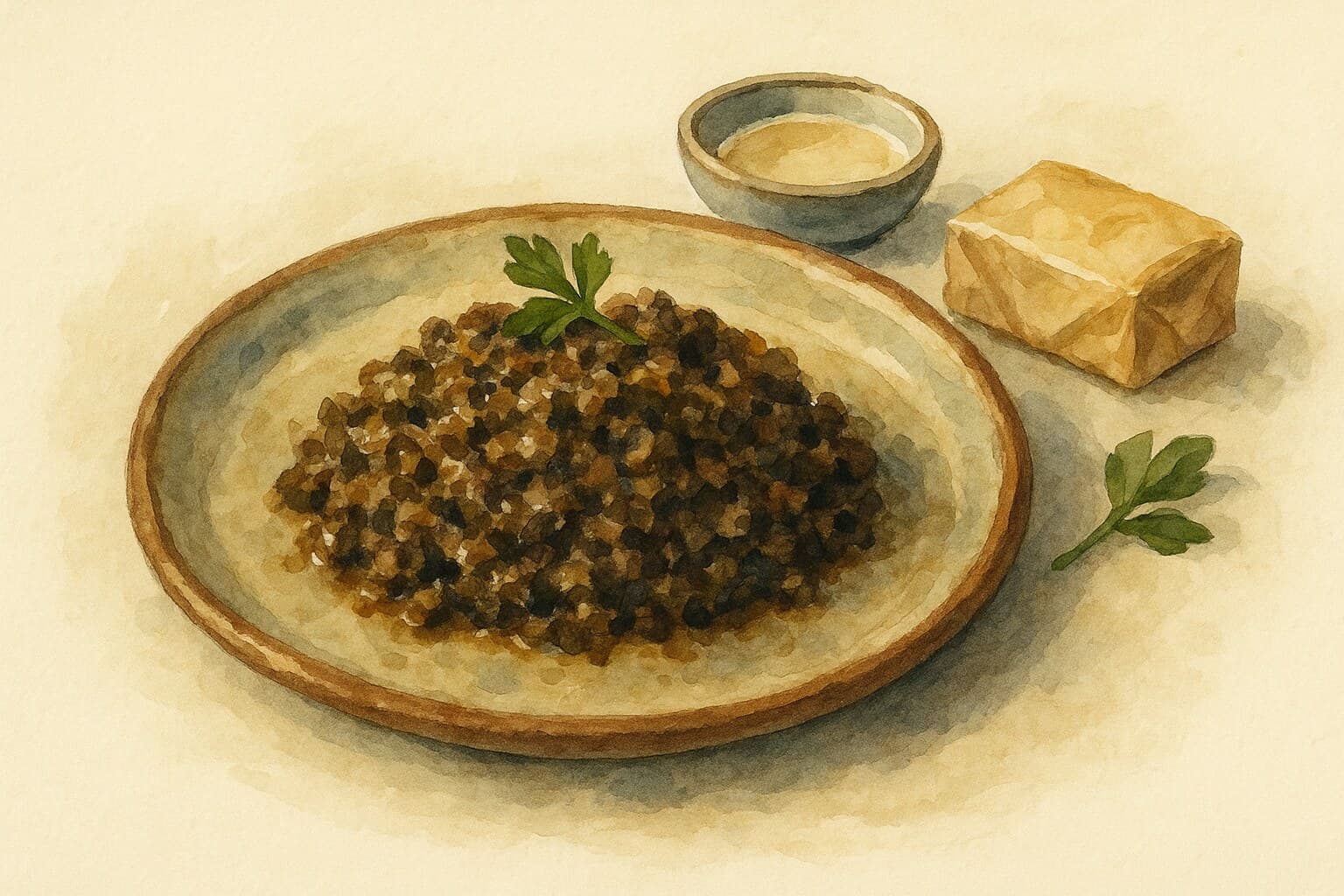 デュクセルを盛り付けた料理のイラスト