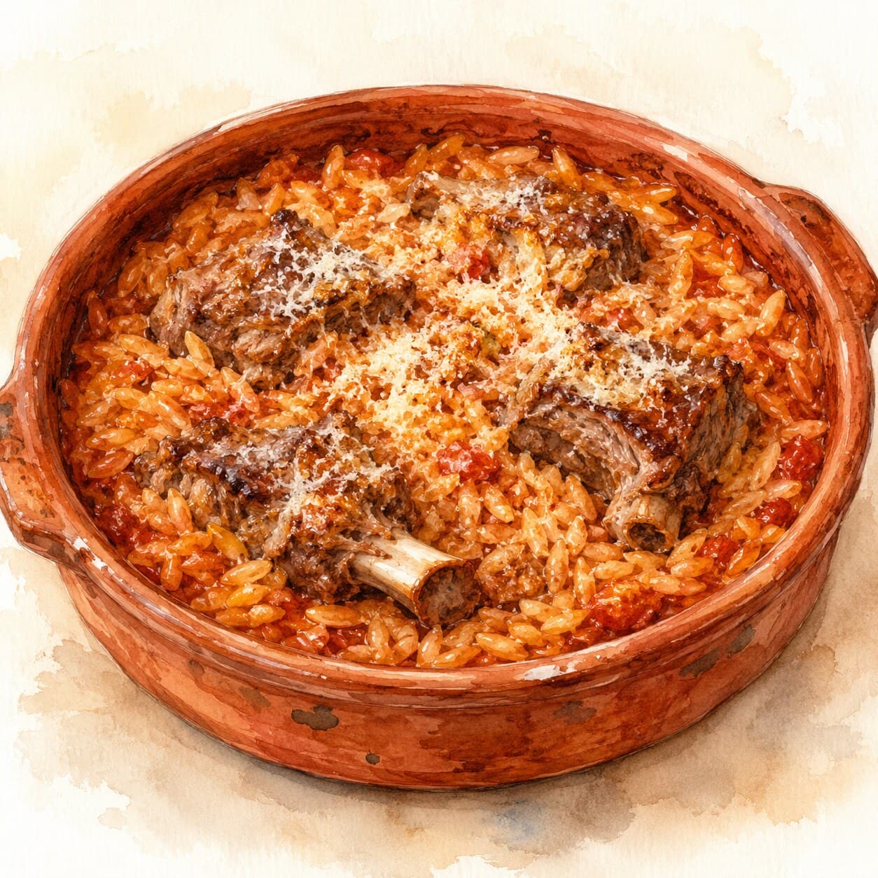 トマトとシナモンの香り漂うジオヴェツィの料理の美しい盛り付け