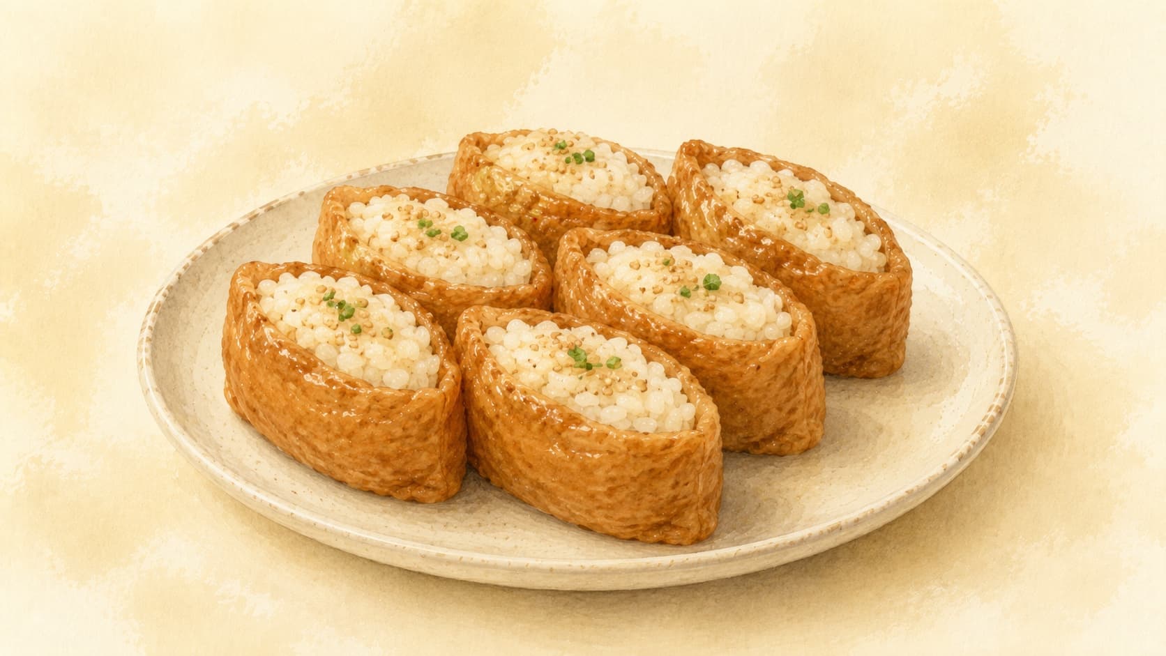 甘辛い油揚げで包まれた酢飯のいなり寿司