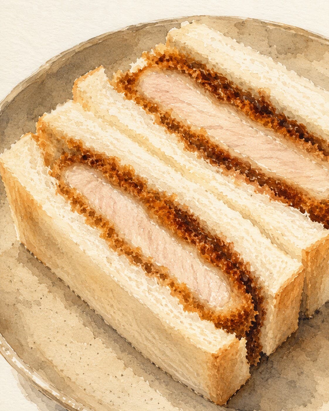 A delicious Katsu Sando made with a golden pork loin cutlet and soft milk bread.