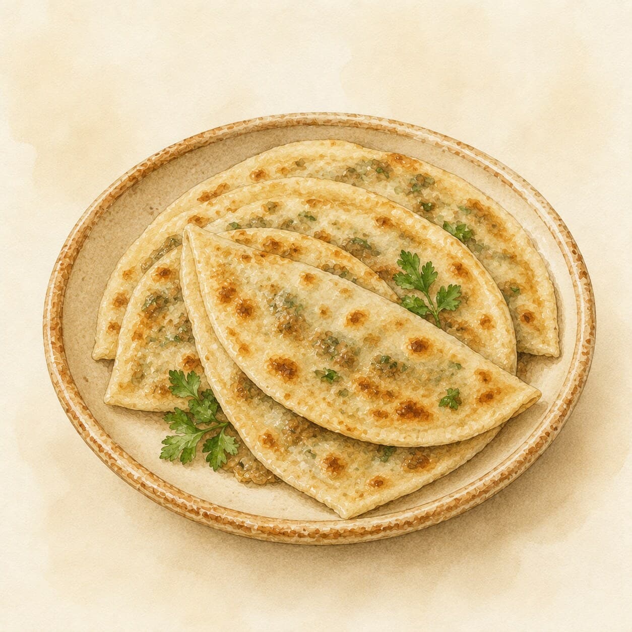 クトゥブの美しい盛り付けと焼き目の詳細を示す画像