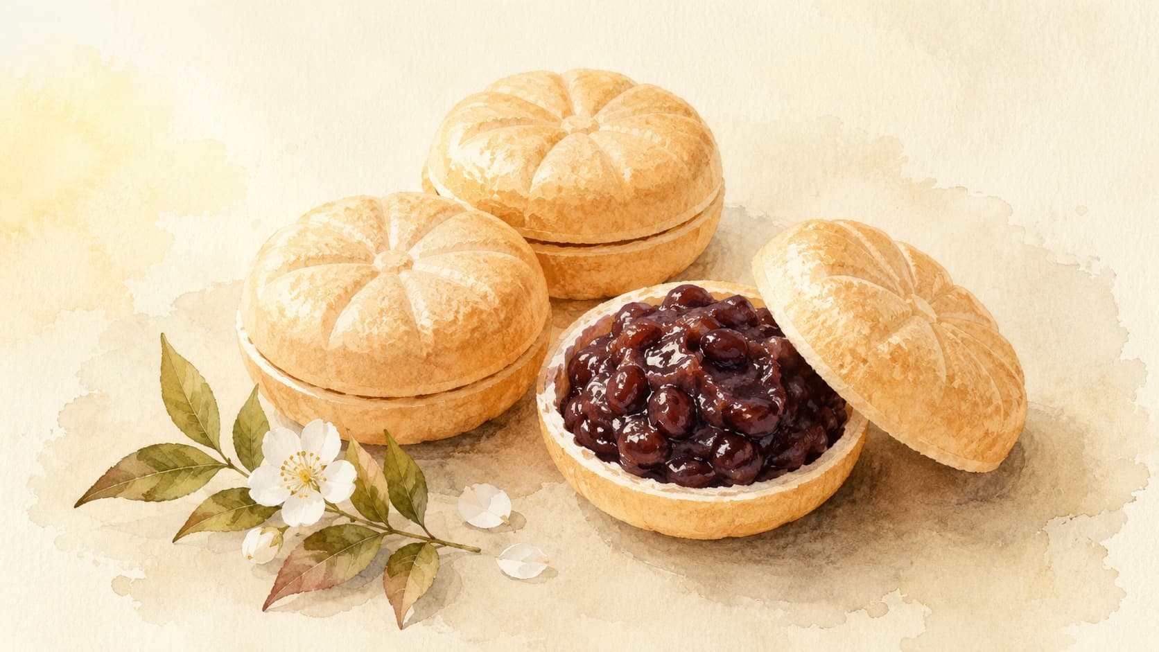 薄い皮にあんこが包まれた美しい最中