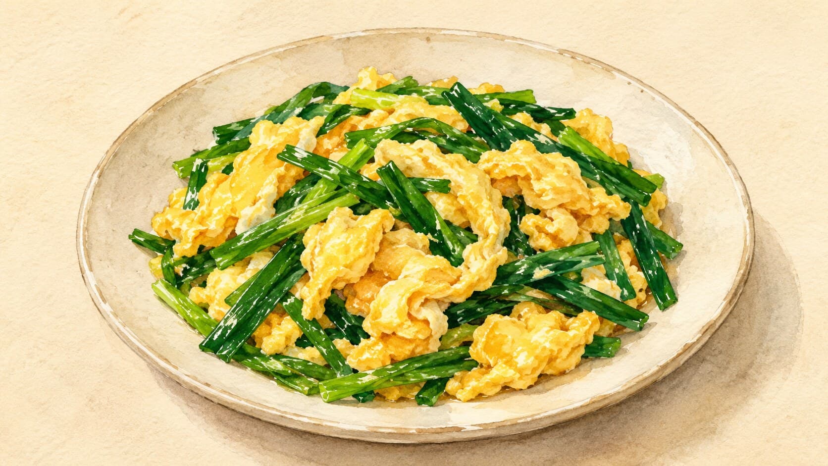 Soft-set eggs with bright green nira ribbons beautifully arranged.