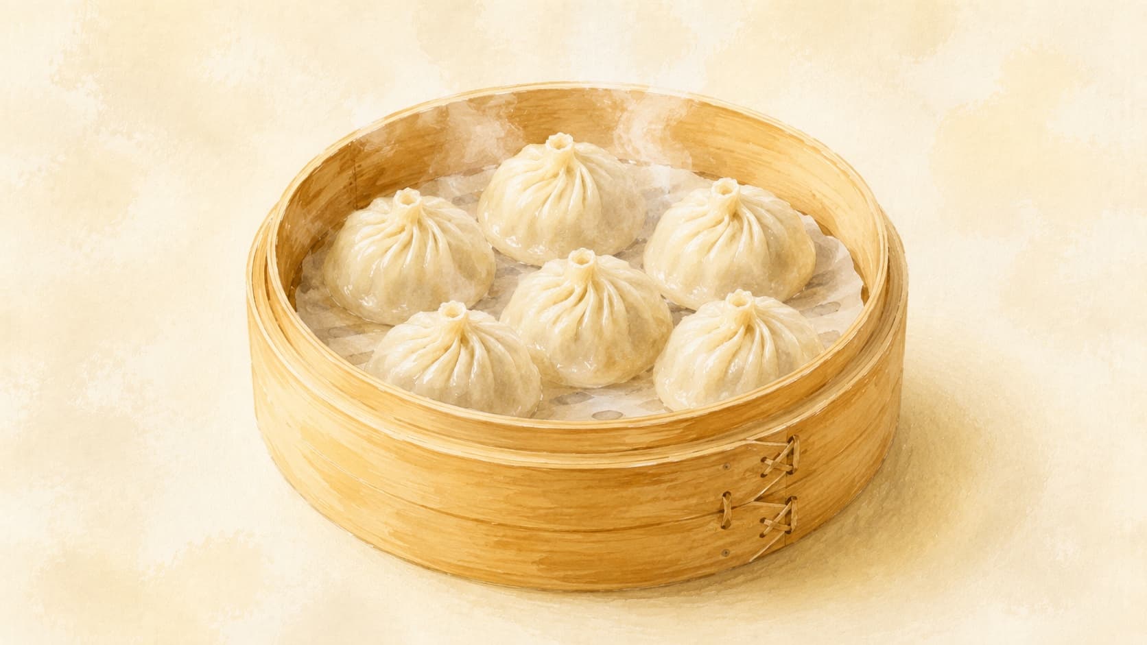 A basket of steaming Xiao Long Bao showcasing their translucent skin.