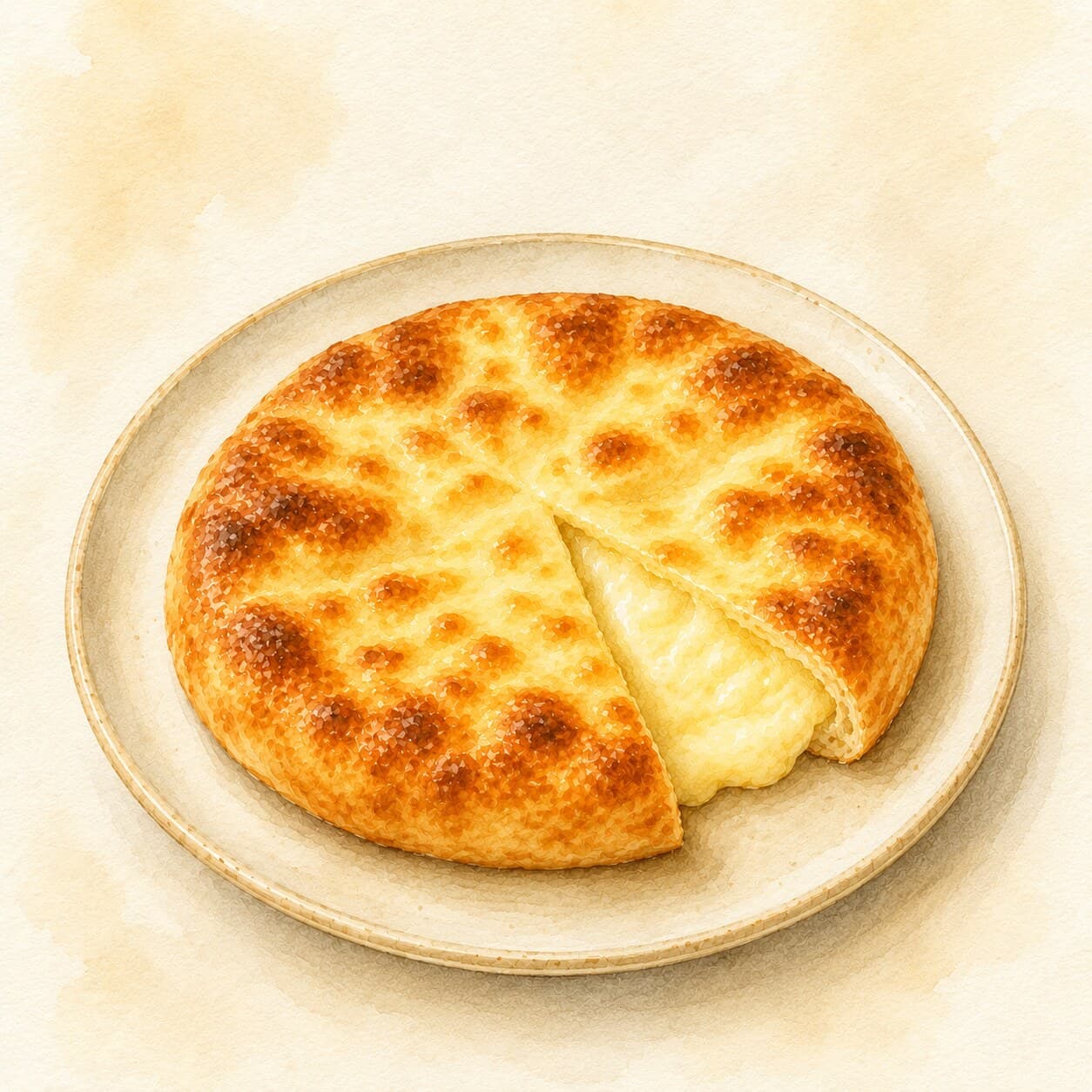 焼きたてのイメルリ・ハチャプリがテーブルに置かれている様子