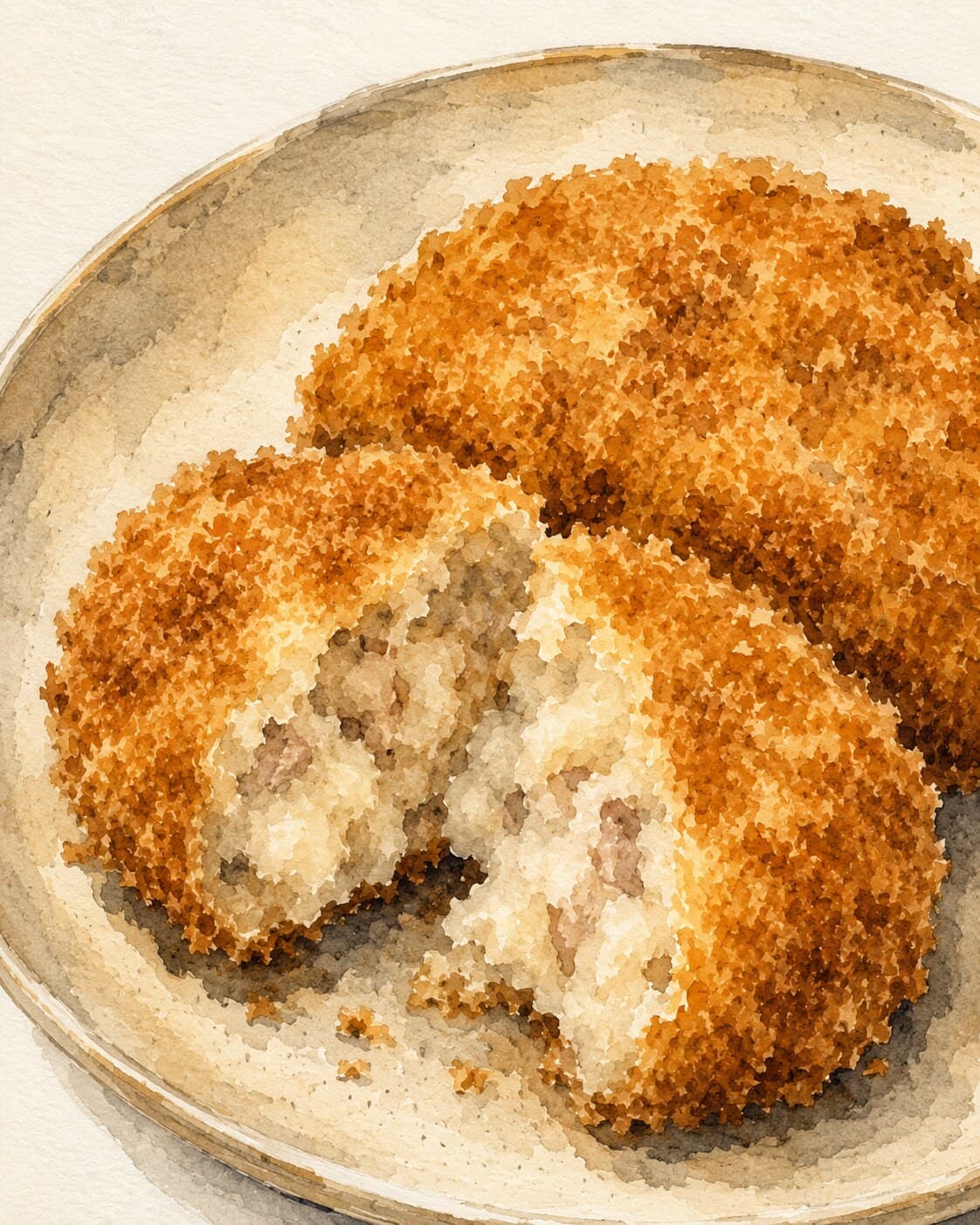 A plate of golden-brown korokke, showcasing the crispy panko crust and fluffy filling.