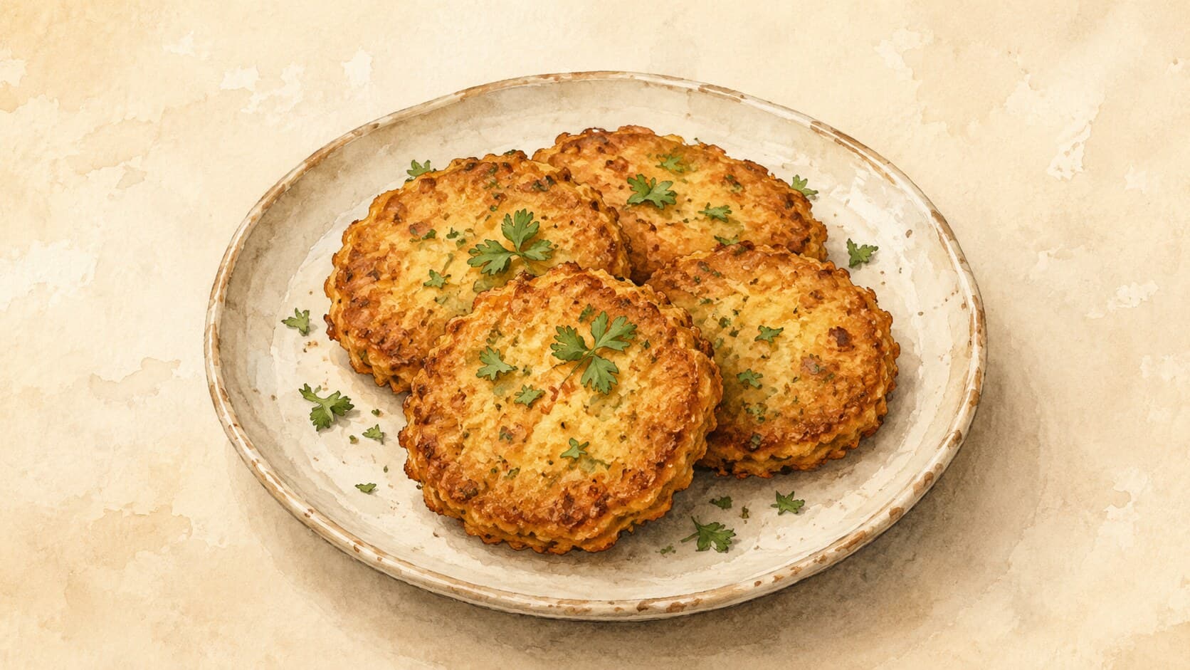 A stack of golden-brown crispy potato pancakes served with applesauce and sour cream on the side.