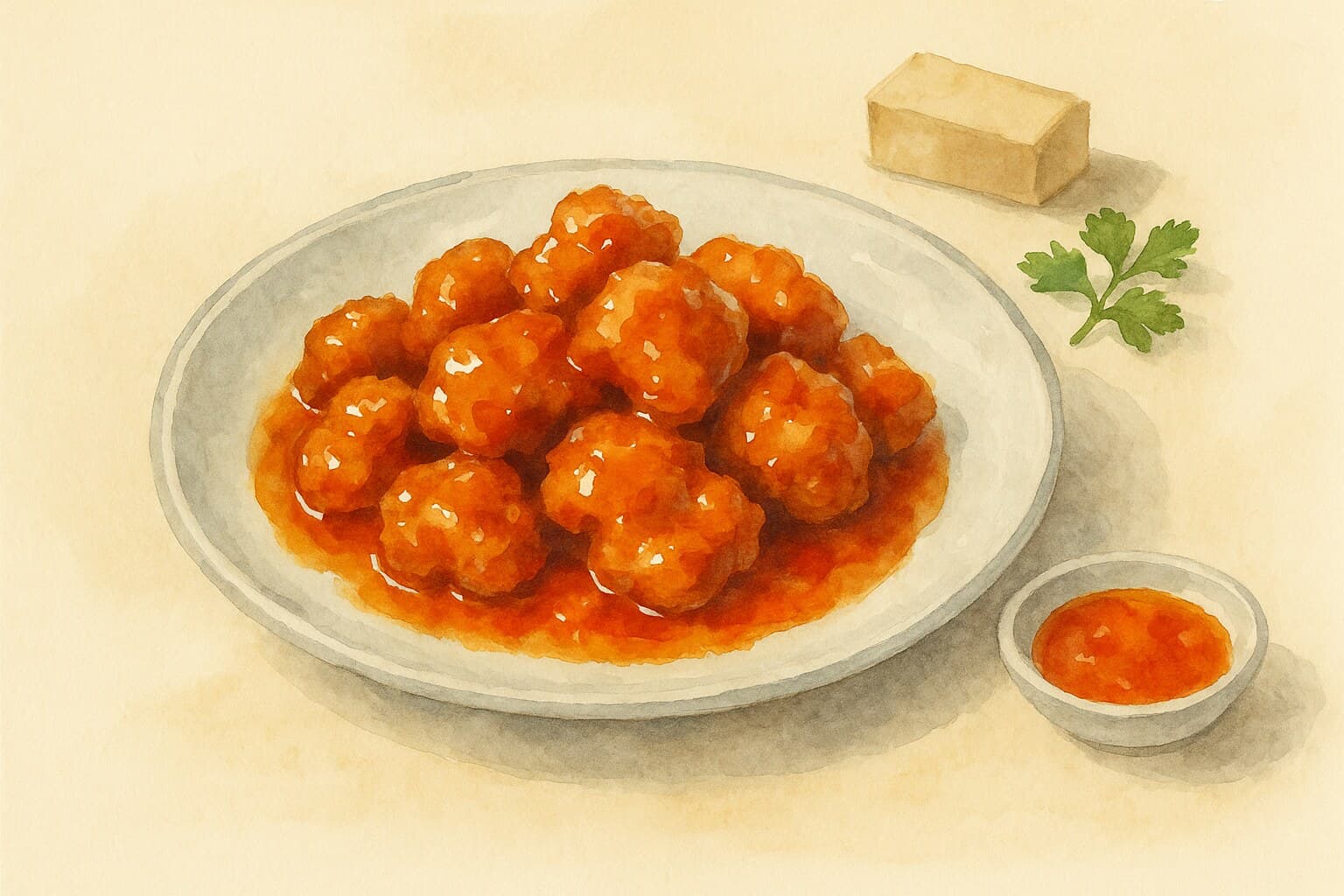 A vibrant dish of orange chicken garnished with zest and served over rice.